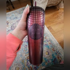 Starbucks Burgendy Grid Tumbler